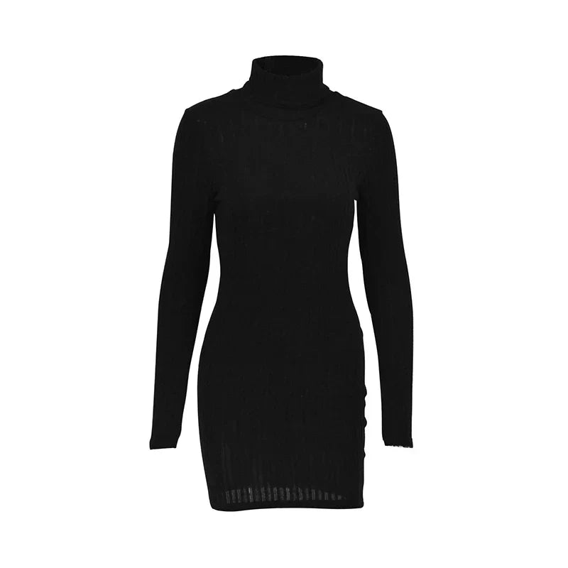 Geribde Mini-jurk met Col
