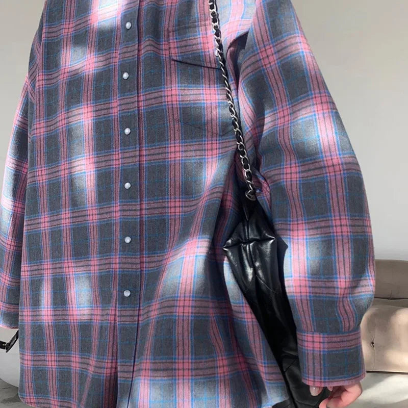 Oversized Geruit Overhemd