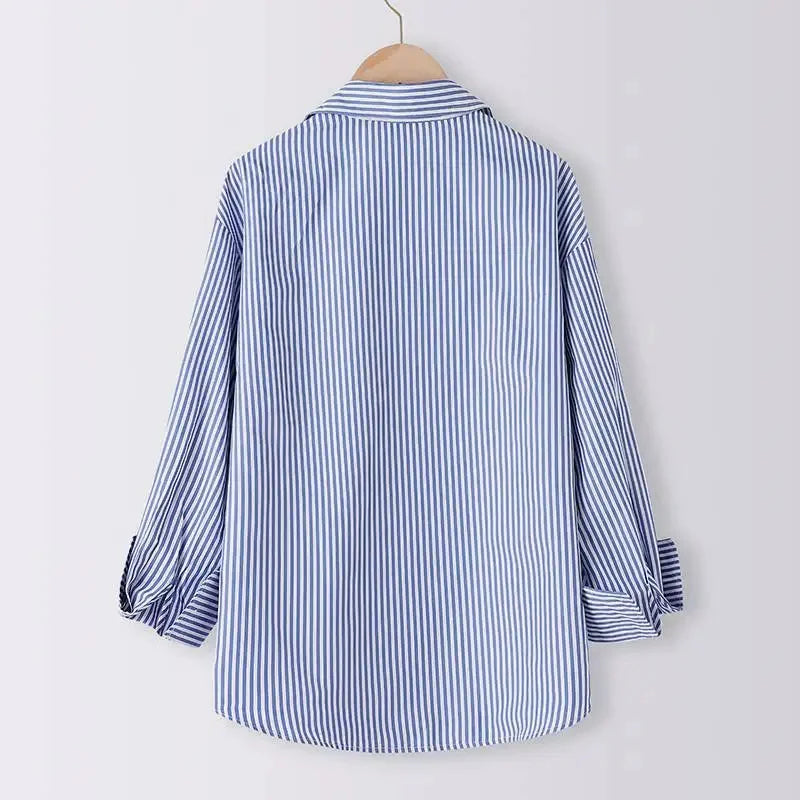 Casual Long Sleeve Striped Blouse
