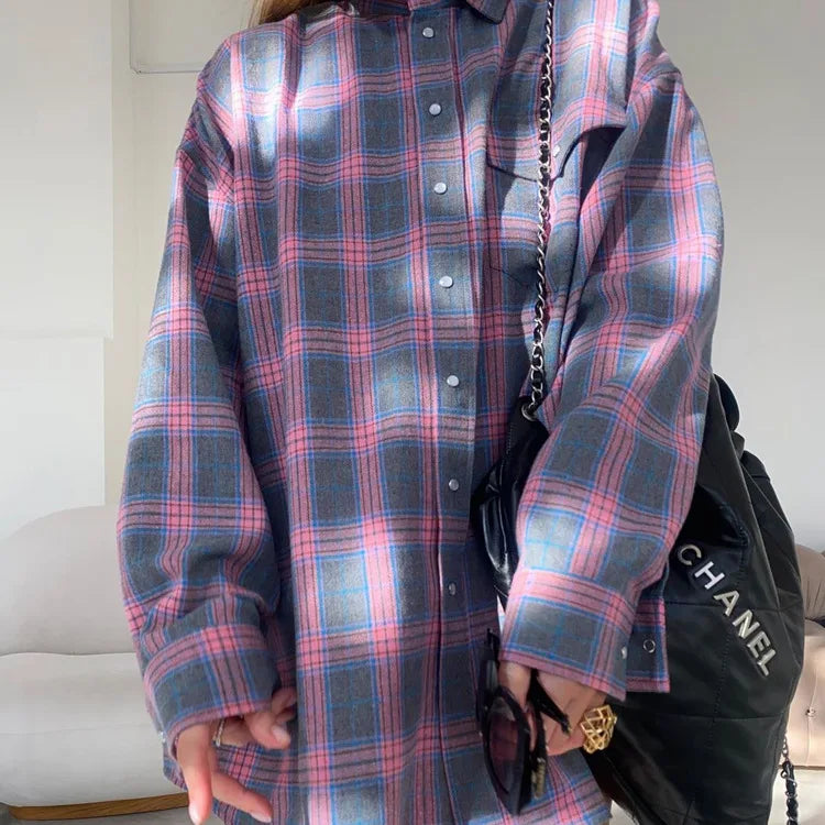 Oversized Geruit Overhemd