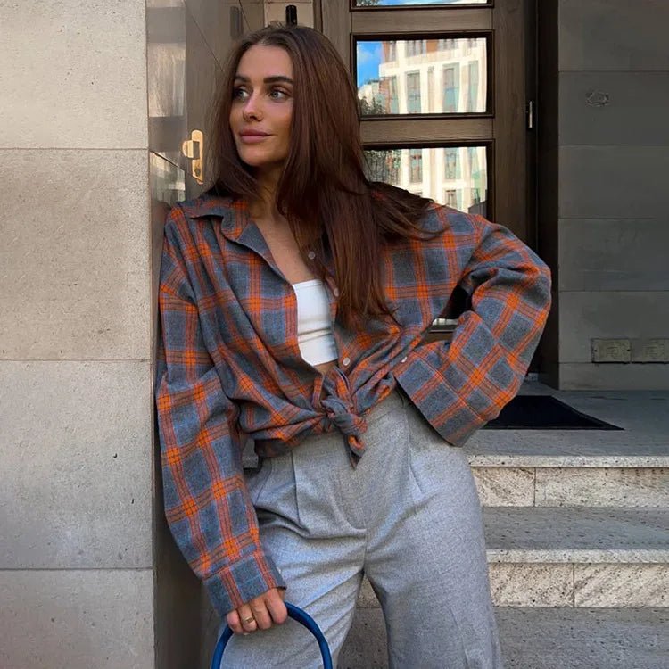 Oversized Geruit Overhemd