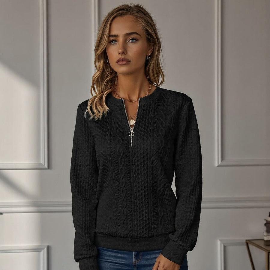 Emma | Kabel gebreide Trui met Rits