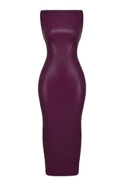 Zwarte vegan leren maxi jurk