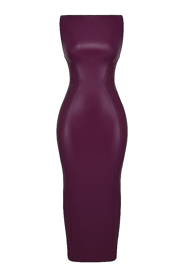 Zwarte vegan leren maxi jurk