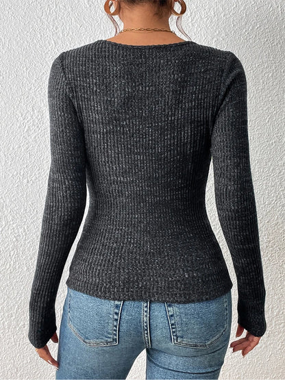 Square Neck Slim-Fit Knit Top