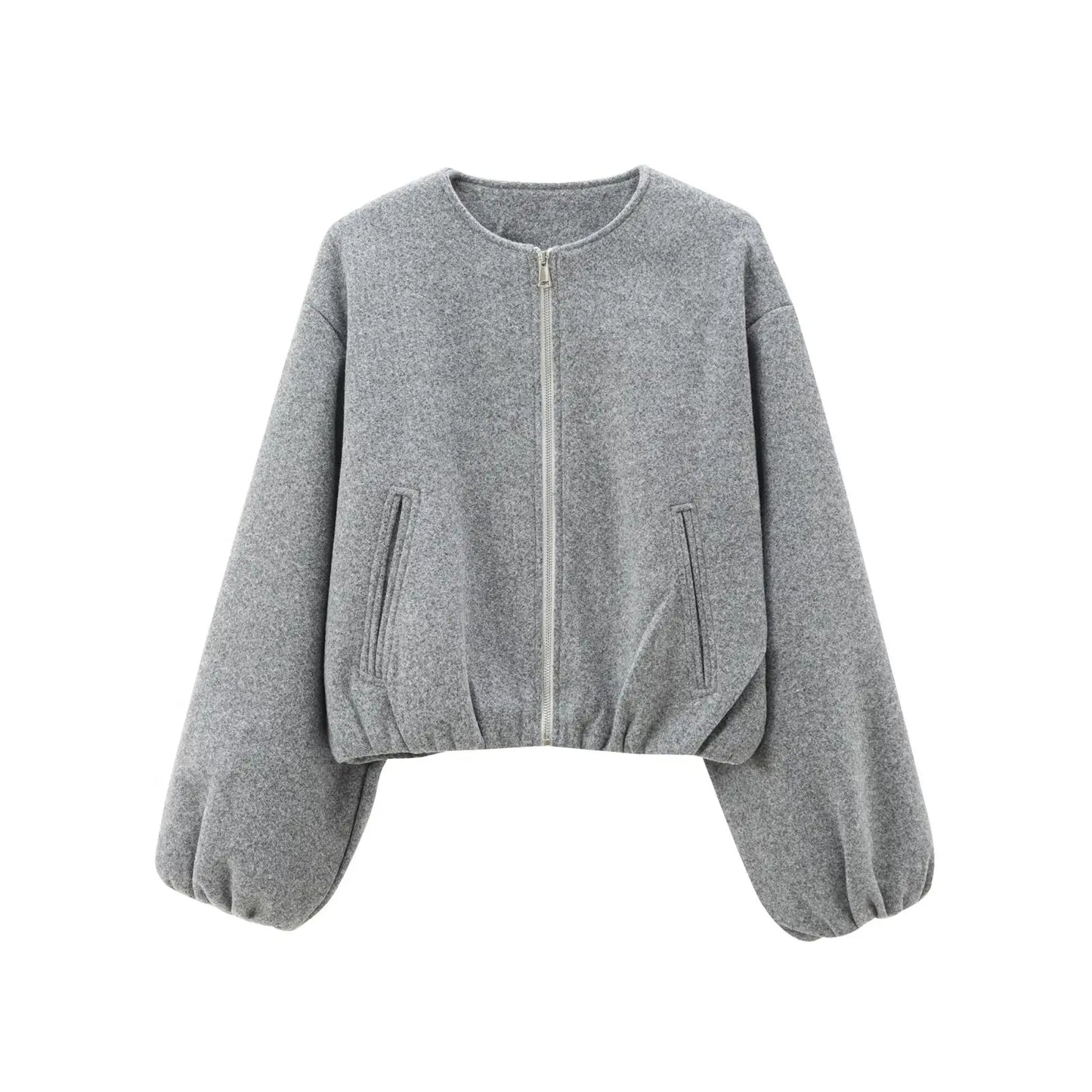 TRAF Red Zipper Bomber Jacket