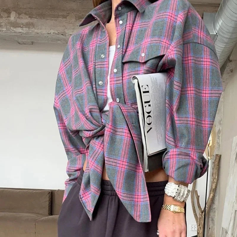 Oversized geruit overhemd