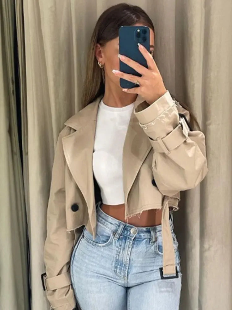 Vintage Streetwear Double-Breasted Trench Coat