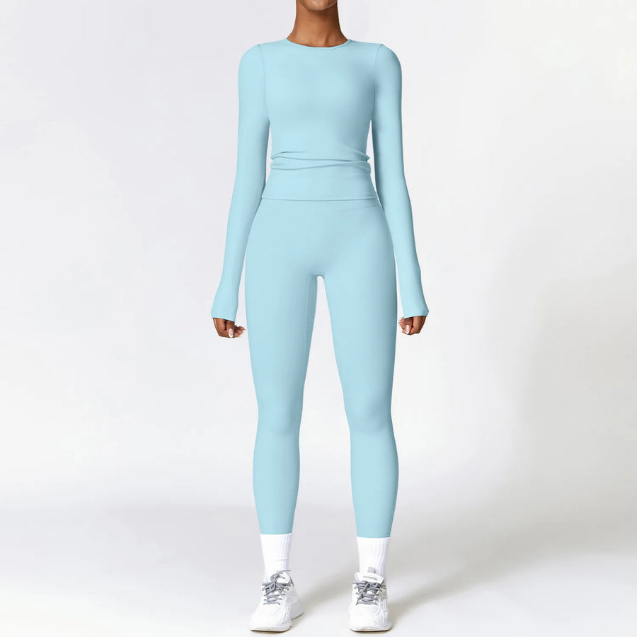 Yoga Set – Dames Sportswear met Lange Mouwen en High Waist Leggings