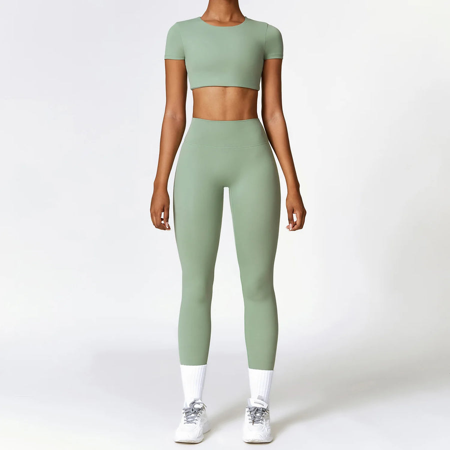 Yoga Set – Dames Sportswear met Lange Mouwen en High Waist Leggings