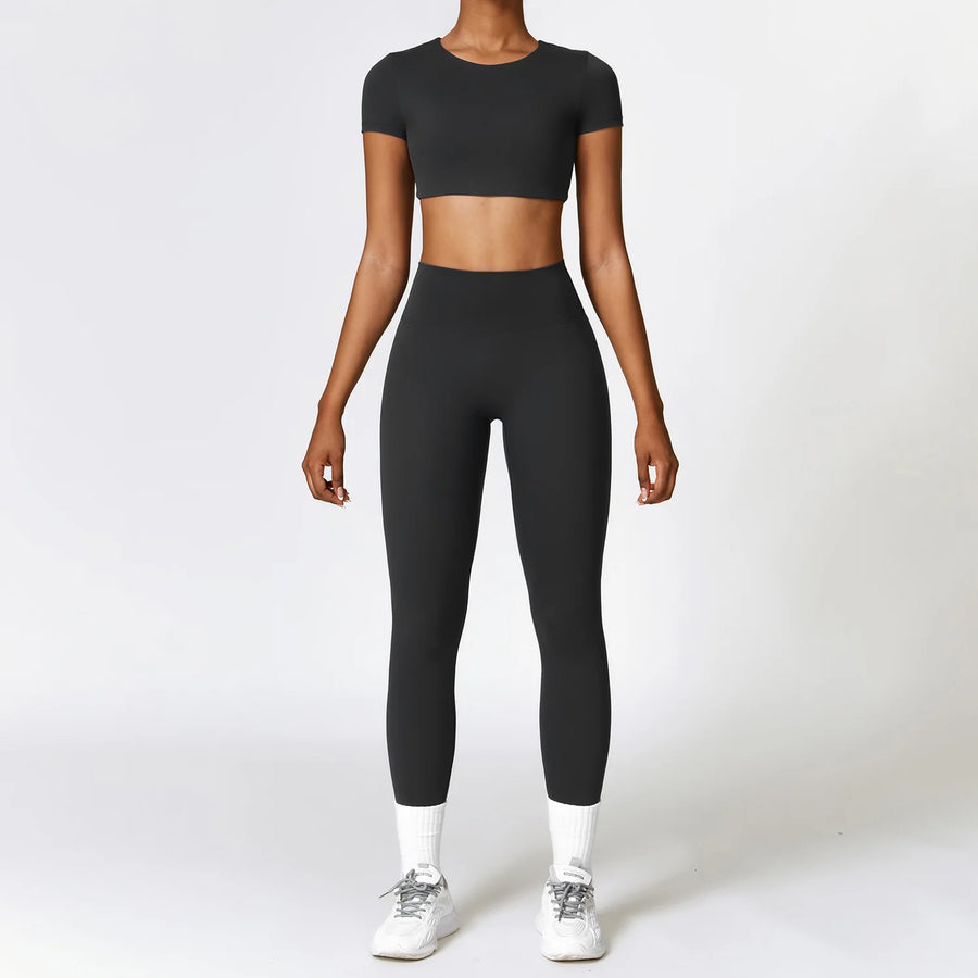 Yoga Set – Dames Sportswear met Lange Mouwen en High Waist Leggings