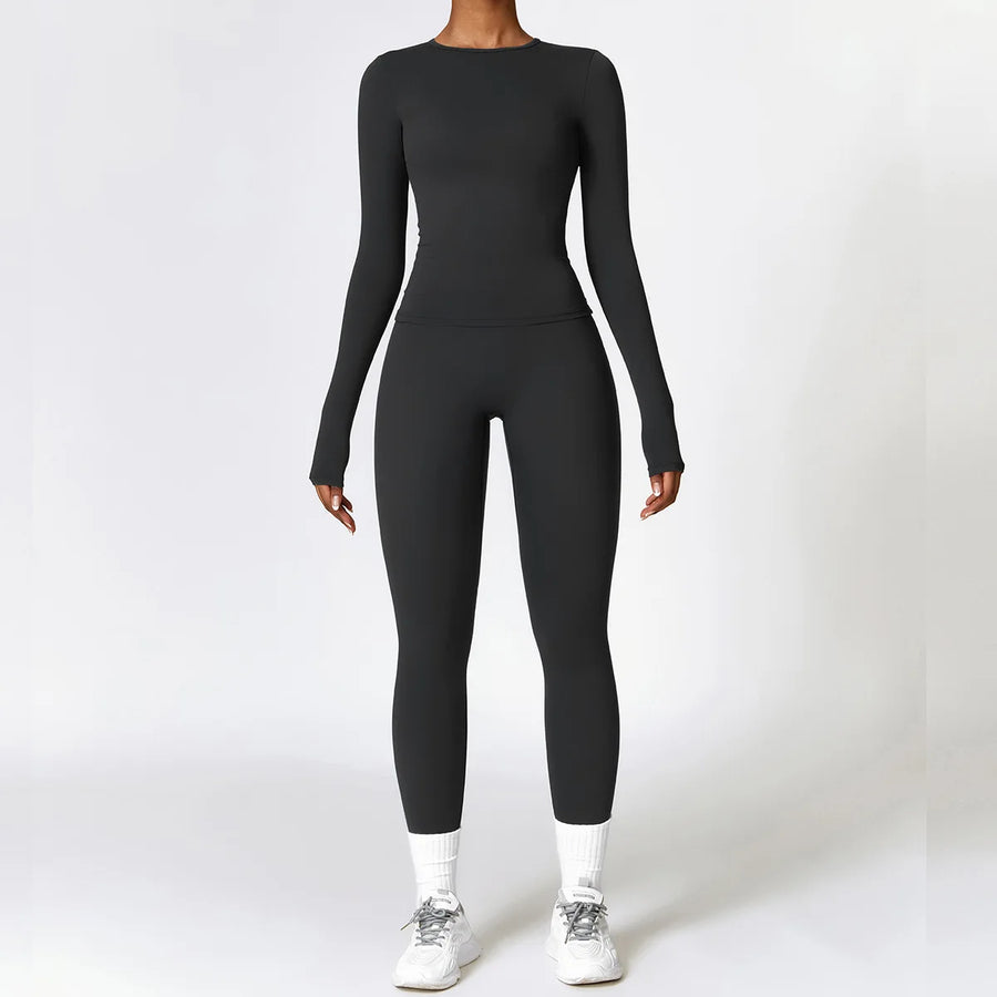 Yoga Set – Dames Sportswear met Lange Mouwen en High Waist Leggings