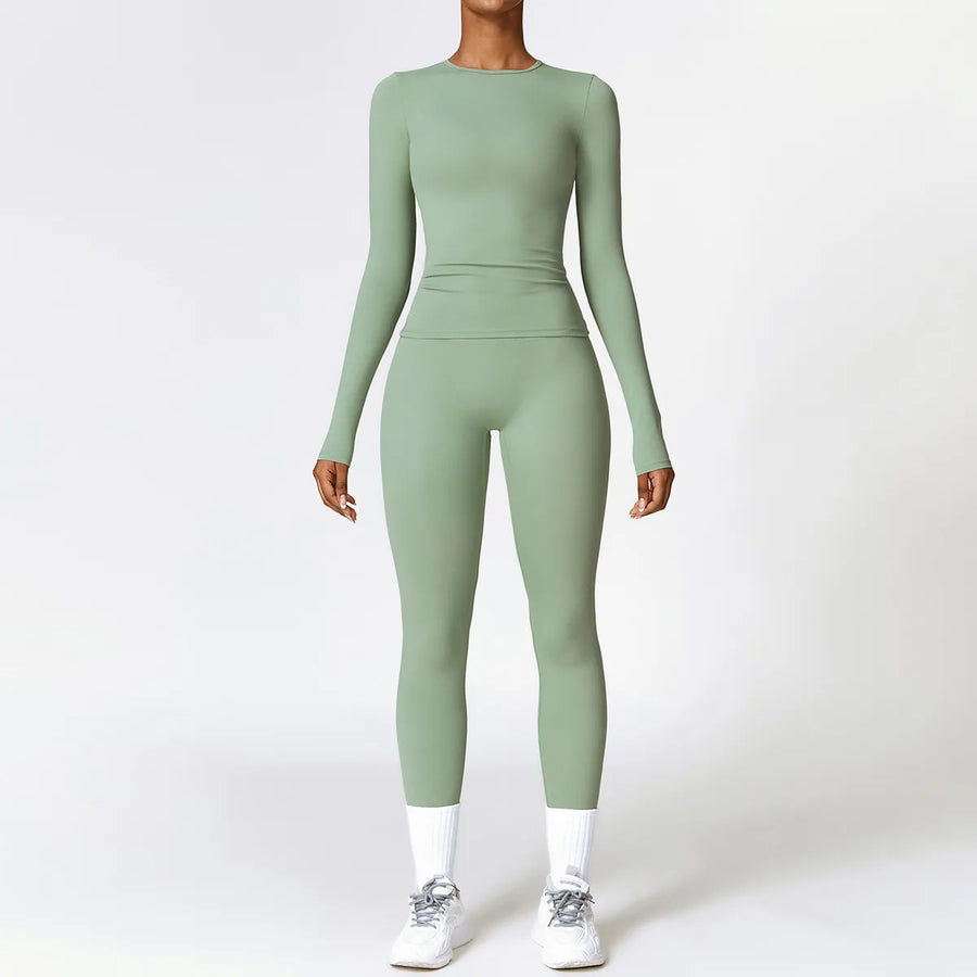 Yoga Set – Dames Sportswear met Lange Mouwen en High Waist Leggings