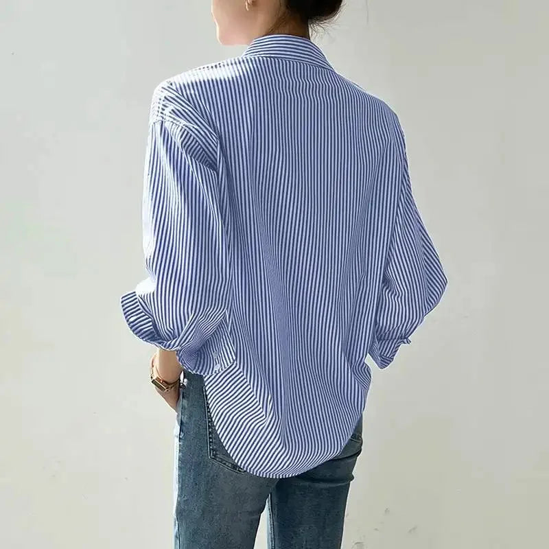 Casual Long Sleeve Striped Blouse