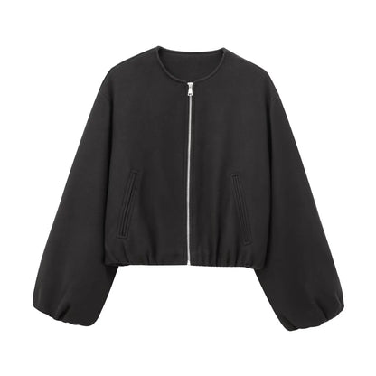 TRAF Red Zipper Bomber Jacket