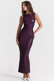 Zwarte vegan leren maxi jurk