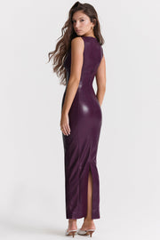 Zwarte vegan leren maxi jurk