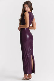 Zwarte vegan leren maxi jurk