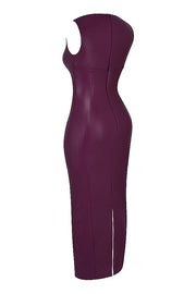 Zwarte vegan leren maxi jurk
