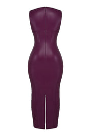 Zwarte vegan leren maxi jurk